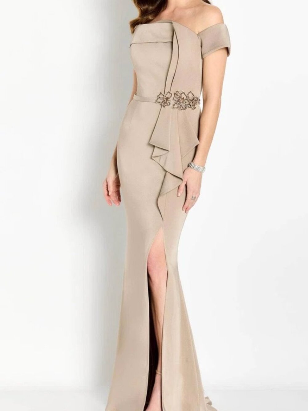 NWT Cameron Blake CB761 Crepe Mother of the Bride Dress Taupe Size 20